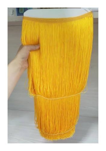 2 m lange Spitzenborte mit Quaste, Fransen für DIY, lateinamerikanisches Kleid, Bühnenkleidung, Vorhangzubehör, Band (Goldgelb) von ESMENATZLS