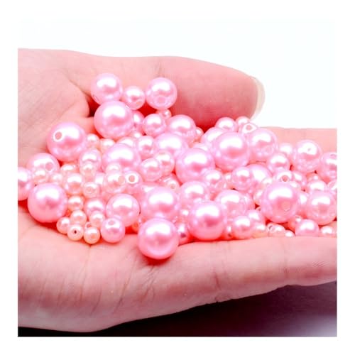 3-12mm ABS Imitationsperlen viele Farben Gerade Loch Runde Perlen für Schmuckherstellung und Halskette (Hellrosa, 20,3mm, 1000 Stück) von ESMENATZLS