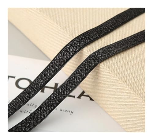 5 Meter Gold Silber Glitzer Elastische Bänder 10/20/30mm Breite Bund Gummiband DIY Nähen Spitze Trim Kleidungsstück Zubehör (Schwarz-Schwarz Rand, 5 METER_20mm) von ESMENATZLS