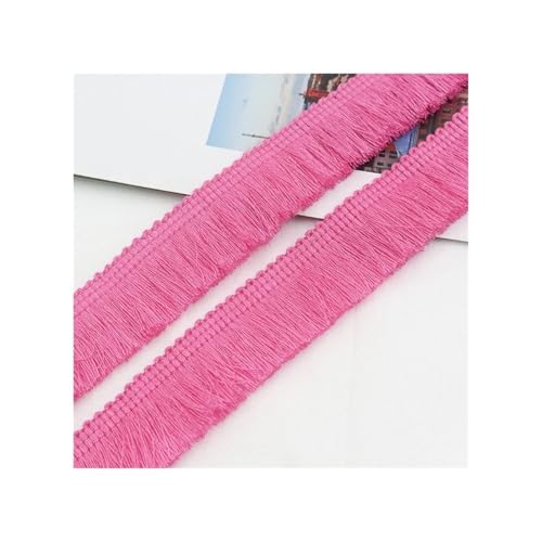 5 m dicke Quastenborte, 2,5 cm breit, Polyester, Vorhang/Kissenbordüre, Ohrring/Tasche, Kleidung, dekorative Spitze, Fransen zum Nähen (Rosarot) von ESMENATZLS