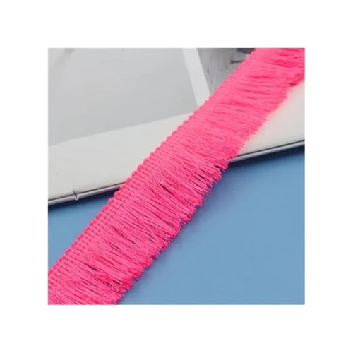 5 m dicke Quastenborte, 2,5 cm breit, Polyester, Vorhang/Kissenbordüre, Ohrring/Tasche, Kleidung, dekorative Spitze, Fransen zum Nähen (Rose fluoreszierend) von ESMENATZLS