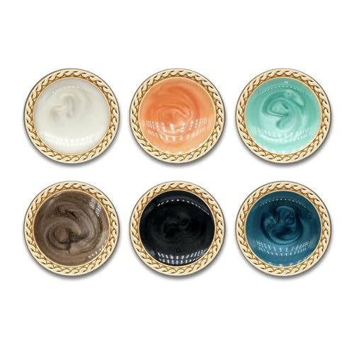 6 Stück Dekorative Knöpfe Gold Metallknöpfe mit Perlen für Frauen Kleidung Anzüge Mäntel Kleider Basteln Nähen (gemischt, 20mm, 6 Stück) von ESMENATZLS