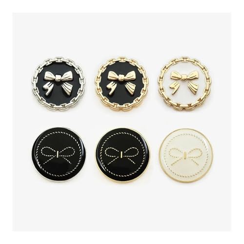 6 Stück Metallknöpfe 15mm 25mm Knöpfe für Kleidung Designer Luxus Dekoration Gold Knöpfe Knöpfe Handmade Mantelzubehör für Frauen (Silber, 20mm) von ESMENATZLS