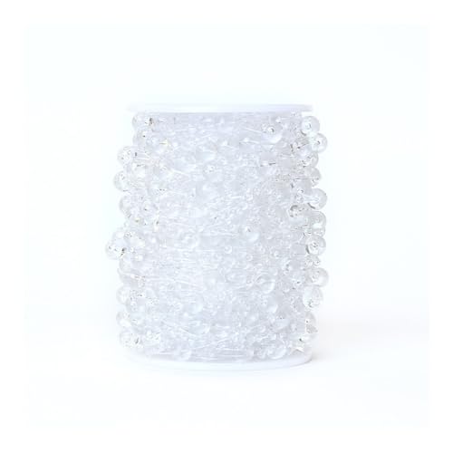 8 + 3 mm Kunstperlenkette, 30 m lange Perlenschnur, gerollte Perlenkette, DIY, Handarbeit, Schmuckzubehör, Hochzeitsdekoration (1 transparent) von ESMENATZLS