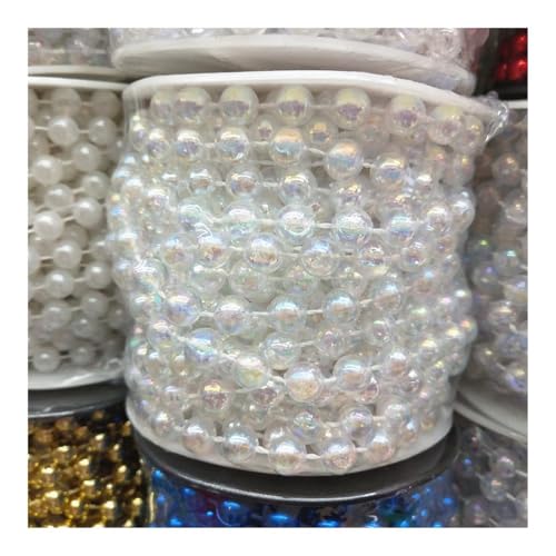 9,1 Meter/Los ABS-Imitation 8 mm Perlenkette, Weihnachtsvorhang, Dekoration, DIY-Zubehör, Weiß, Rot, Blau, Grün (Weiß AB) von ESMENATZLS