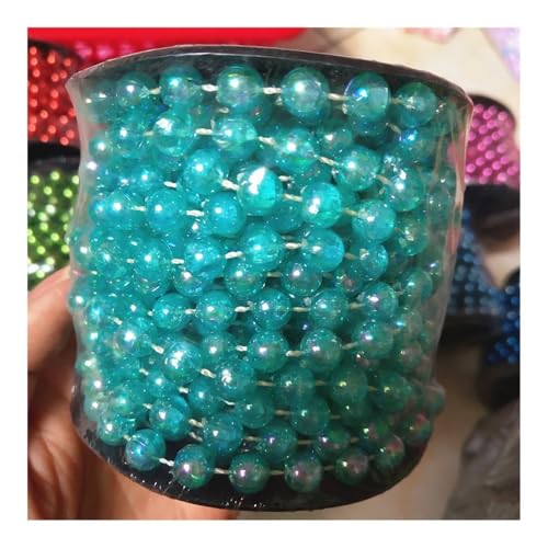 9,1 Meter/Los ABS-Imitation 8 mm Perlenkette, Weihnachtsvorhang, Dekoration, DIY-Zubehör, Weiß, Rot, Blau, Grün (transparentes Blau AB) von ESMENATZLS