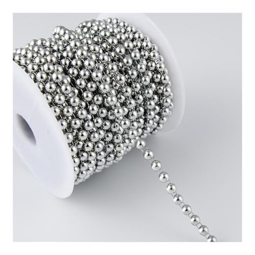 ABS Perlenkette 6mm Breit Halbrund Rund Faux Perlen Kette Flach Rückseite Zum Nähen Kuchendekoration Make-up und Hochzeitsarrangements (Silber) von ESMENATZLS