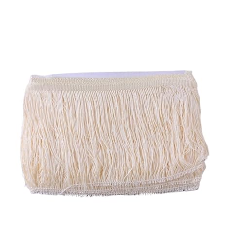 Fransenborte aus Seide, 15 cm, Quaste, Spitze für Latein-Tanzkleid, Nähvorhang, 9 m, Beige von ESMENATZLS