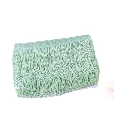 Fransenborte aus Seide, 15 cm, Quaste, Spitze für Latein-Tanzkleid, Nähvorhang, 9 m, Hellgrün von ESMENATZLS