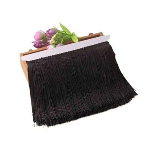 Fransenborte aus Seide, 15 cm, Quaste, Spitze für Latein-Tanzkleid, Nähvorhang, 9 m, Schwarz von ESMENATZLS