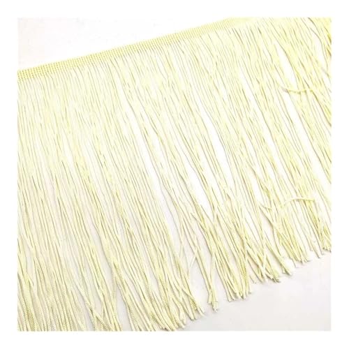 Fransenborte aus Spitze, 1 m lang, weiß, Quaste, Fransenborte für DIY, lateinamerikanische Kleider, Bühnenkleidung, Zubehör, 15 cm breites Spitzenband (Beige) von ESMENATZLS