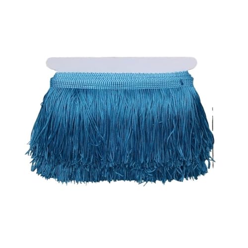 Fransenborte mit kurzen Quasten, 9 cm x 10 m, Spitze für selbstgemachte Vorhänge, Kleider, Nähfarben, Besätze, DIY-Zubehör (16 Seeblau) von ESMENATZLS