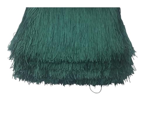 Fransenborte mit kurzen Quasten, 9 cm x 10 m, Spitze für selbstgemachte Vorhänge, Kleider, Nähfarben, Besätze, DIY-Zubehör (24 dunkelgrün) von ESMENATZLS