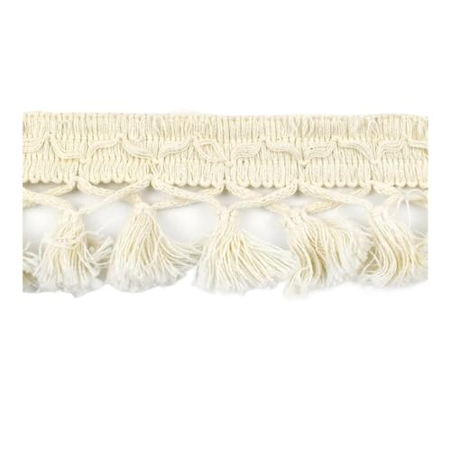 Meetee Baumwollfransenband mit Quasten, für Stoff, Heimtextilien, Dekoration, DIY, Handarbeit, Nähzubehör, Beige, 90 cm von ESMENATZLS