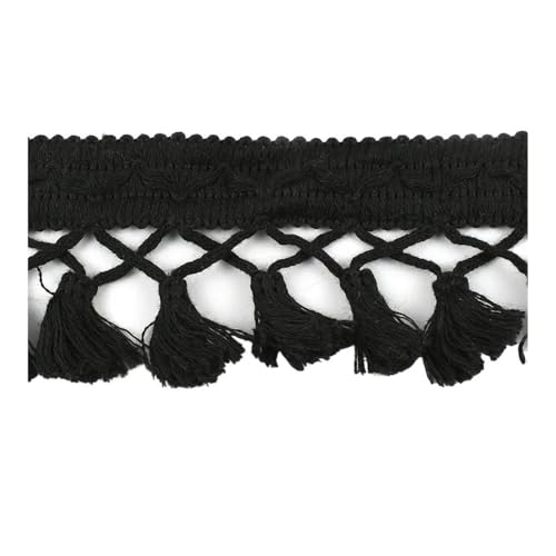 Meetee Baumwollfransenband mit Quasten, für Stoff, Heimtextilien, Dekoration, DIY, Handarbeit, Nähzubehör, Schwarz, 9,1 m Meetee Baumwollfransenband mit Quasten, für Stoff, Heimtextilien, Dekoration, DIY, Handarbeit, Nähzubehör, Schwarz, 9,1 m von ESMENATZLS