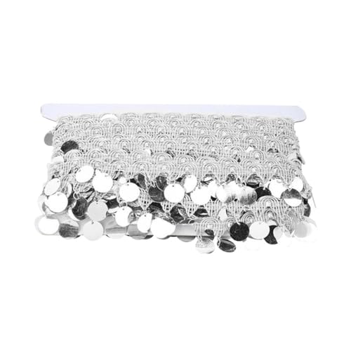 Pailletten-Quaste, Fransenborte für Tanzkleid, Kleidung, Silber, Gold, Zopf, Dekoration, Band, DIY, Nähzubehör, 9,1 m, 3 m (Silber) von ESMENATZLS