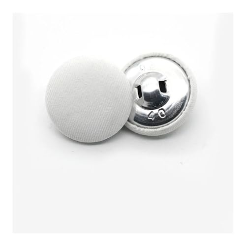 Runde Metallknöpfe mit Stoffbezug, für Kleid, Hemd, Stoff, Nähzubehör, Kleidung, DIY, dekorativ, 10 Stück (Weiß, 15 mm) von ESMENATZLS