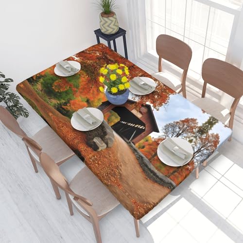ESNAIUVCD Albany Überdachte Brücke, Albany-Brückendruck, ölbeständig, rechteckig, Tischdecke, Restaurant-Tischdecke, Gartenparty, Tischdecke (1,2 m) von ESNAIUVCD