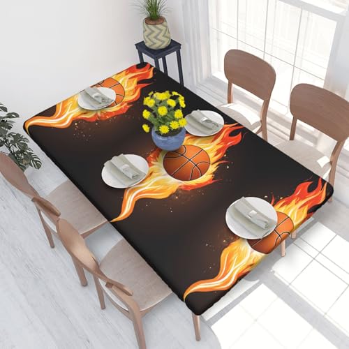 ESNAIUVCD Basketball-Druck, ölbeständig, rechteckig, Tischdecke, Restaurant-Tischdecke, Gartenparty, Tischdecke (1,2 m) von ESNAIUVCD