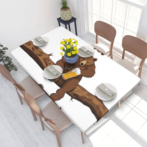ESNAIUVCD Bear Working Print Bear Working Print Oil-Resistant Rectangular Table Cover,Restaurant Table Cover, Garden Party Table Cover(1.2 m) von ESNAIUVCD