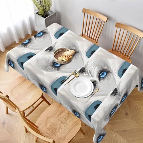 ESNAIUVCD Blue Eyes Tischdecke mit Wolfsdruck, auslaufsicherer, strukturierter Stoff, für Innen- und Außenbereich und Feiern von ESNAIUVCD