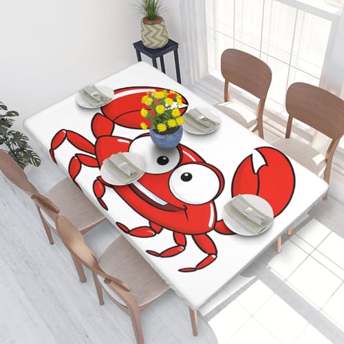 ESNAIUVCD Cartoon-Krabben-Druck, ölbeständig, rechteckig, Tischdecke, Restaurant-Tischdecke, Gartenparty, Tischdecke (1,2 m) von ESNAIUVCD