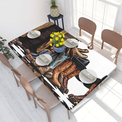 ESNAIUVCD Cowboy-Tischdecke mit schwarzem Hut, Westernstiefel-Druck, ölbeständig, rechteckig, für Restaurants, Gartenpartys, 1,2 m ESNAIUVCD Cowboy-Tischdecke mit schwarzem Hut, Westernstiefel-Druck, ölbeständig, rechteckig, für Restaurants, Gartenpartys, 1,2 m von ESNAIUVCD