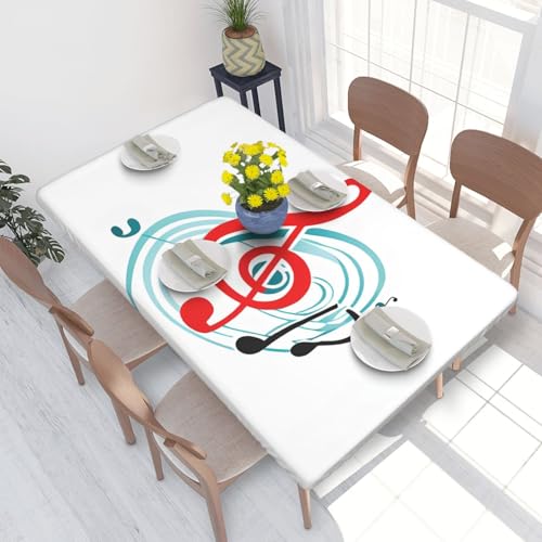 ESNAIUVCD Farbiger Musikdruck, farbiger Musikdruck, ölbeständig, rechteckig, Tischdecke, Restaurant-Tischdecke, Gartenparty, Tischdecke (1,2 m) von ESNAIUVCD