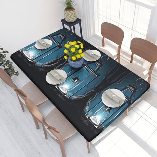 ESNAIUVCD Glühwürmchen und Laternen-Druck, ölbeständige rechteckige Tischdecke, Restaurant-Tischdecke, Gartenparty, Tischdecke (1,2 m) von ESNAIUVCD