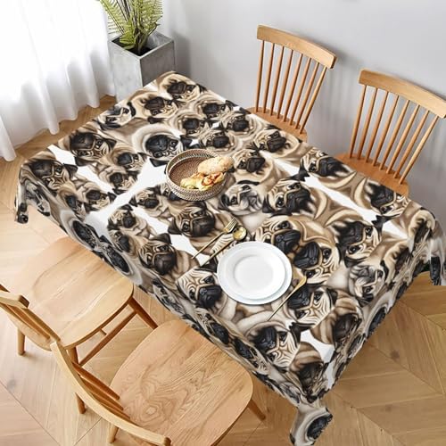 ESNAIUVCD Imagen De Mops Tischdecke, bedruckt, 152,4 x 228,6 cm, auslaufsicherer, strukturierter Stoff, für Innen- und Außenbereich und Feiern von ESNAIUVCD