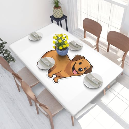 ESNAIUVCD Lustige Dackel-Hunde-Druck, ölbeständig, rechteckig, Tischdecke, Restaurant-Tischdecke, Gartenparty, Tischdecke (1,2 m) von ESNAIUVCD