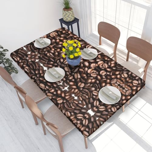 ESNAIUVCD Lustige Tischdecke mit gerösteten Kaffeebohnen-Druck, ölbeständig, rechteckig, Tischdecke, Restaurant-Tischdecke, Gartenparty, Tischdecke (1,2 m) von ESNAIUVCD