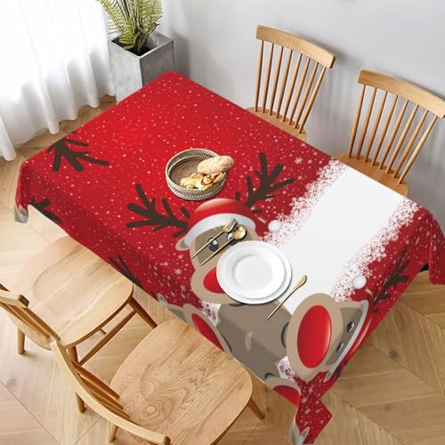 ESNAIUVCD Merry Christmas Tischdecke mit niedlichem Cartoon-Elch-Druck, 152,4 x 228,6 cm, auslaufsicherer, strukturierter Stoff, für Innen- und Außenbereich und Feiern ESNAIUVCD Merry Christmas Tischdecke mit niedlichem Cartoon-Elch-Druck, 152,4 x 228,6 cm, auslaufsicherer, strukturierter Stoff, für Innen- und Außenbereich und Feiern von ESNAIUVCD