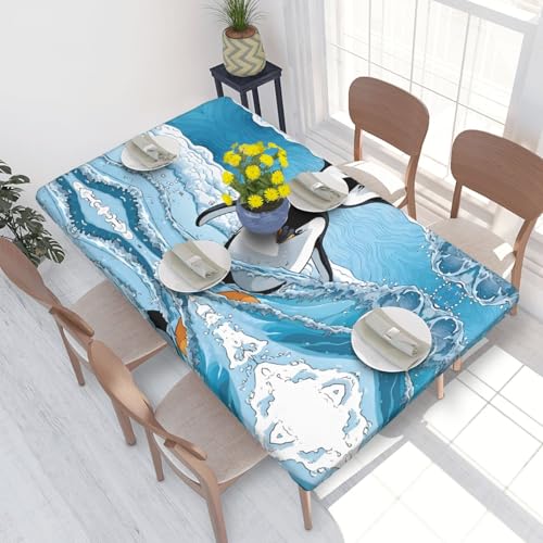 ESNAIUVCD Niedliche Pinguine, Babyfotos, Druck, niedliche Pinguine, Ölbeständige, rechteckige Tischdecke, Restaurant-Tischdecke, Gartenparty, Tischdecke (1,2 m) von ESNAIUVCD