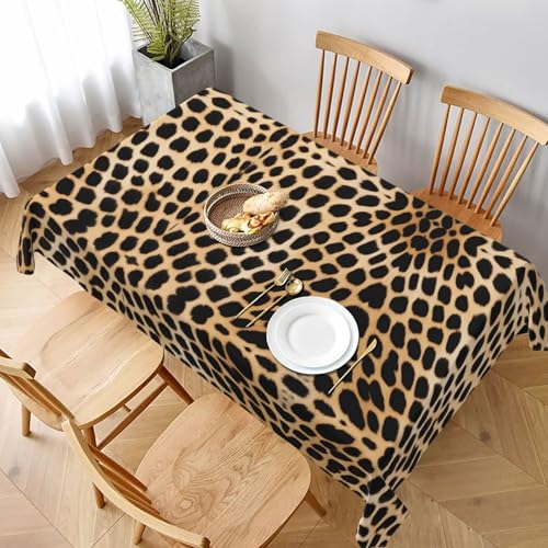 ESNAIUVCD Raue Tischdecke mit Leopardenmuster, 152,4 x 228,6 cm, auslaufsicherer, strukturierter Stoff, für Innen- und Außenbereich und Feiern von ESNAIUVCD