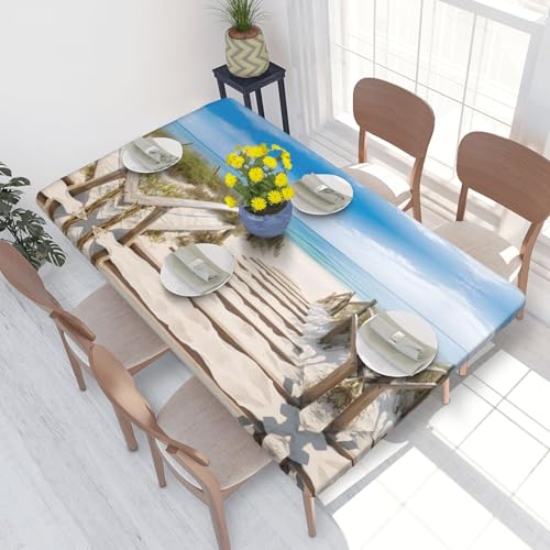 ESNAIUVCD Strandlandschaft Druck Strandlandschaft Druck Ölbeständig Rechteckige Tischdecke, Restaurant-Tischdecke, Gartenparty Tischdecke (1,2 m) von ESNAIUVCD