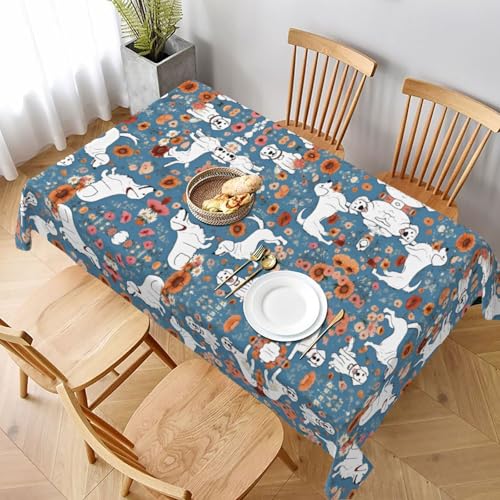 ESNAIUVCD Sweet Basset Hound-Tischdecke mit Blumenmuster, 152,4 x 228,6 cm, auslaufsicherer, strukturierter Stoff, für Innen- und Außenbereich und Feiern von ESNAIUVCD