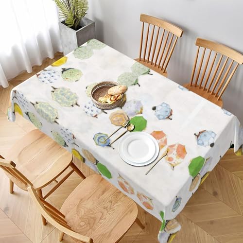 ESNAIUVCD Tischdecke, Ölgemälde von Regenschirmen auf hellblauem Druck, 152,4 x 228,6 cm, strukturierter Stoff, für Innen- und Außenbereich und Feiern ESNAIUVCD Tischdecke, Ölgemälde von Regenschirmen auf hellblauem Druck, 152,4 x 228,6 cm, strukturierter Stoff, für Innen- und Außenbereich und Feiern von ESNAIUVCD