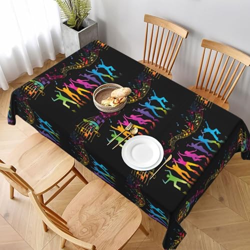 ESNAIUVCD Tischdecke "Dance With Music", 152,4 x 228,6 cm, auslaufsicherer, strukturierter Stoff, für Innen- und Außenbereich und Feiern von ESNAIUVCD