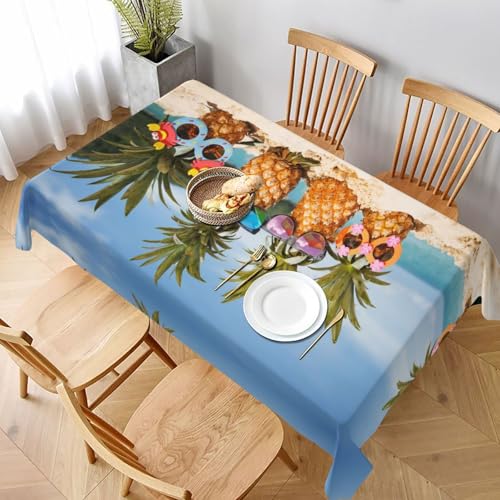 ESNAIUVCD Tischdecke mit Ananas-Frucht-Sonnenbrille, Sand-Stranddruck, auslaufsicherer, strukturierter Stoff, für Innen- und Außenbereich und Feiern ESNAIUVCD Tischdecke mit Ananas-Frucht-Sonnenbrille, Sand-Stranddruck, auslaufsicherer, strukturierter Stoff, für Innen- und Außenbereich und Feiern von ESNAIUVCD