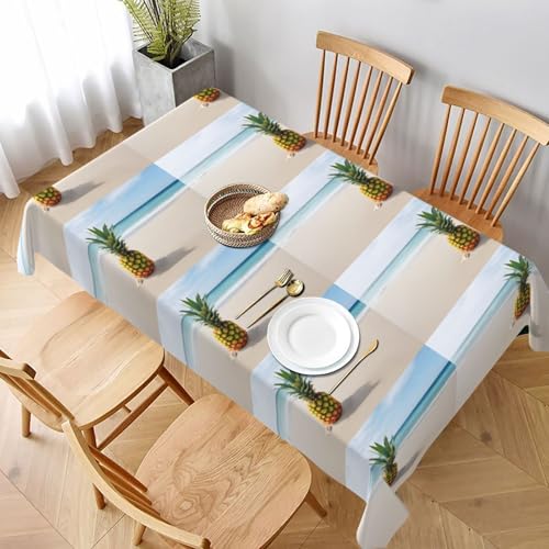 ESNAIUVCD Tischdecke mit Ananas-Motiv am Meer, 152,4 x 228,6 cm, auslaufsicherer, strukturierter Stoff, für Innen- und Außenbereich und Feiern ESNAIUVCD Tischdecke mit Ananas-Motiv am Meer, 152,4 x 228,6 cm, auslaufsicherer, strukturierter Stoff, für Innen- und Außenbereich und Feiern von ESNAIUVCD