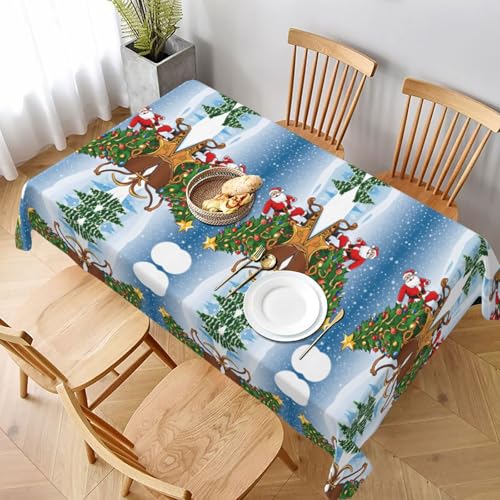 ESNAIUVCD Tischdecke mit Aufdruck "Merry Christmas", 152,4 x 228,6 cm, auslaufsicherer, strukturierter Stoff, für Innen- und Außenbereich ESNAIUVCD Tischdecke mit Aufdruck "Merry Christmas", 152,4 x 228,6 cm, auslaufsicherer, strukturierter Stoff, für Innen- und Außenbereich von ESNAIUVCD