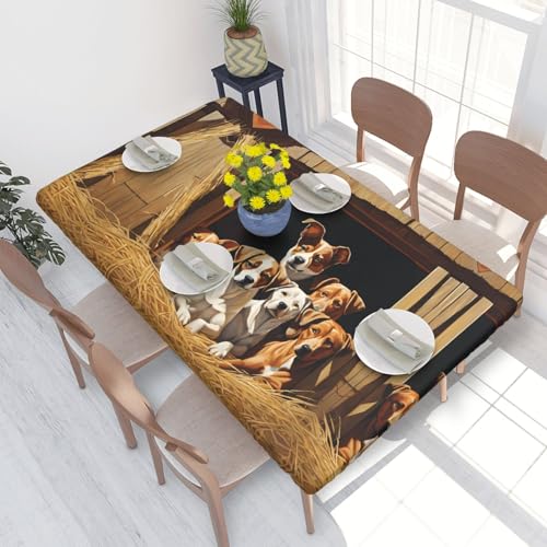 ESNAIUVCD Tischdecke mit Bauernhoftier-Druck, ölbeständig, rechteckig, Restaurant-Tischdecke, Gartenparty-Tischdecke (1,2 m) von ESNAIUVCD