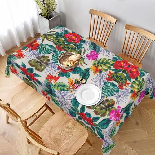 ESNAIUVCD Tischdecke mit Blumen- und Blätter-Druck, 152,4 x 228,6 cm, auslaufsicherer, strukturierter Stoff, für Innen- und Außenbereich und Feiern von ESNAIUVCD