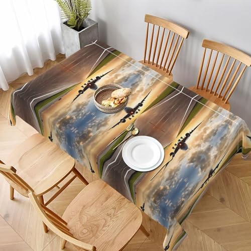 ESNAIUVCD Tischdecke mit Flugzeugdruck, 152,4 x 228,6 cm, auslaufsicherer, strukturierter Stoff, für Innen- und Außenbereich von ESNAIUVCD