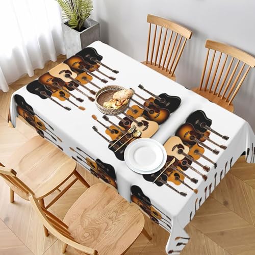 ESNAIUVCD Tischdecke mit Gitarren-Druck, 152,4 x 228,6 cm, auslaufsicherer, strukturierter Stoff, für Innen- und Außenbereich von ESNAIUVCD