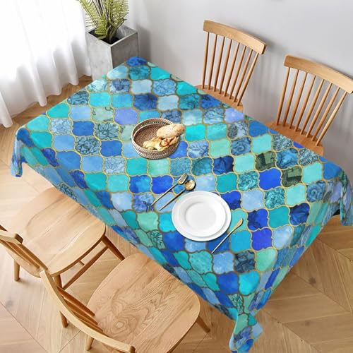ESNAIUVCD Tischdecke mit Gittermuster, 152,4 x 228,6 cm, auslaufsicherer, strukturierter Stoff, für Innen- und Außenbereich von ESNAIUVCD