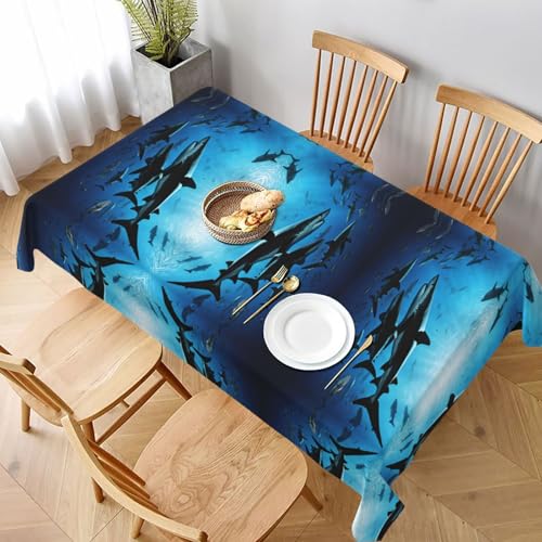 ESNAIUVCD Tischdecke mit Hammerhai-Druck, 152,4 x 228,6 cm, auslaufsicherer, strukturierter Stoff, für Innen- und Außenbereich und Feiern von ESNAIUVCD