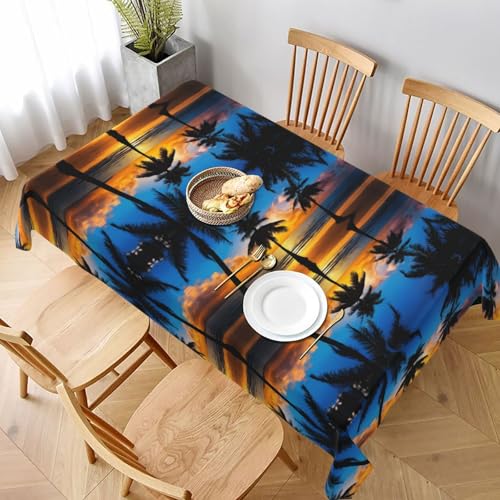 ESNAIUVCD Tischdecke mit Hawaii-Stranddruck, 152,4 x 228,6 cm, auslaufsicherer, strukturierter Stoff, für Innen- und Außenbereich von ESNAIUVCD