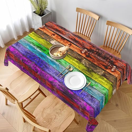 ESNAIUVCD Tischdecke mit Holztafel-Druck, 152,4 x 228,6 cm, auslaufsicherer, strukturierter Stoff, für Innen- und Außenbereich und Feiern von ESNAIUVCD
